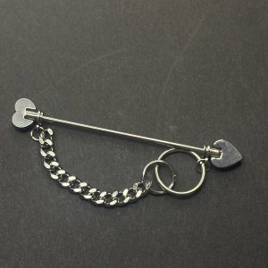 Titanium Industrial Barbell | Chain Link Accent | High-Polish G23 Medical Grade | Hypoallergenic Ear Scaffold