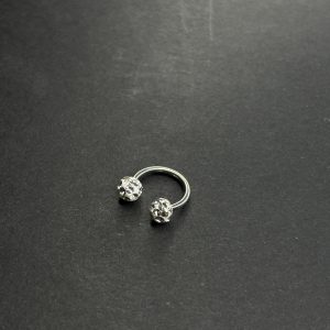 Titanium Septum Circular Barbell | Gemstone Inlaid Balls | High-Polish G23 Medical Grade | Hypoallergenic Horseshoe