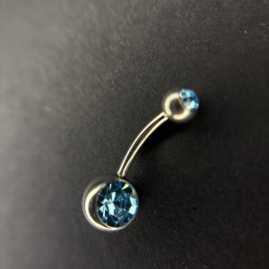 Titanium Navel Piercing | Light Blue Crystal | High-Polish G23 Medical Grade | Hypoallergenic Belly Ring