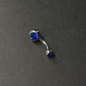 High-Polish Titanium Navel Piercing | Deep Blue Crystal | G23 Medical Grade | Hypoallergenic Belly Ring